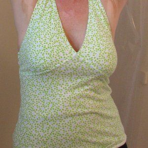 J. Crew Buttercup Yellow Cotton Flower Print Halter Top, size S